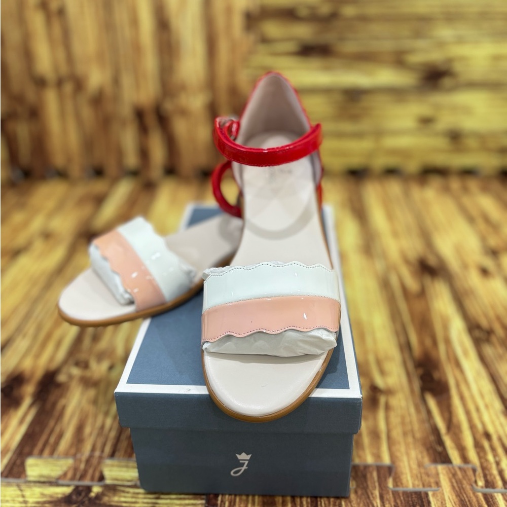 Jacadi Girl’s Elegant Cream and Red Heels with Contemporary Style